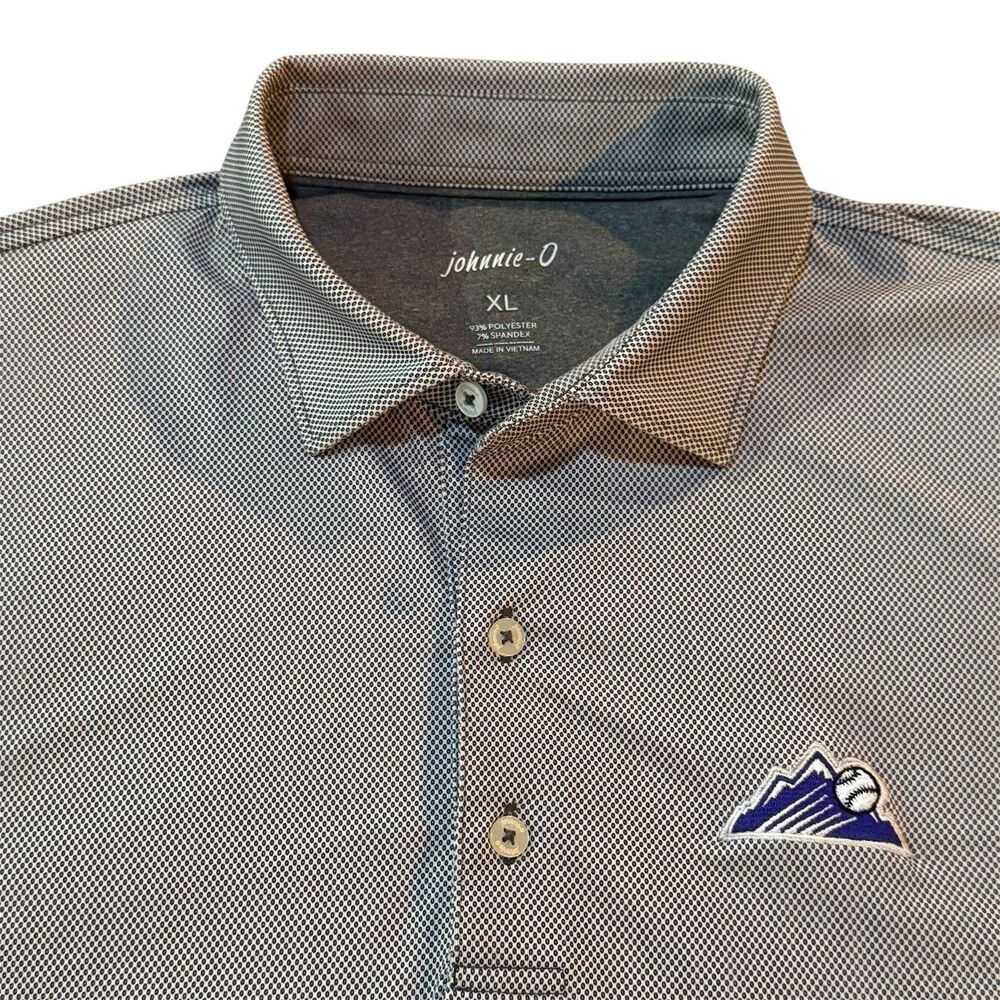 Colorado Rockies Johnnie-O Performance Polo Shirt XL Gray Embroidered Logo Golf